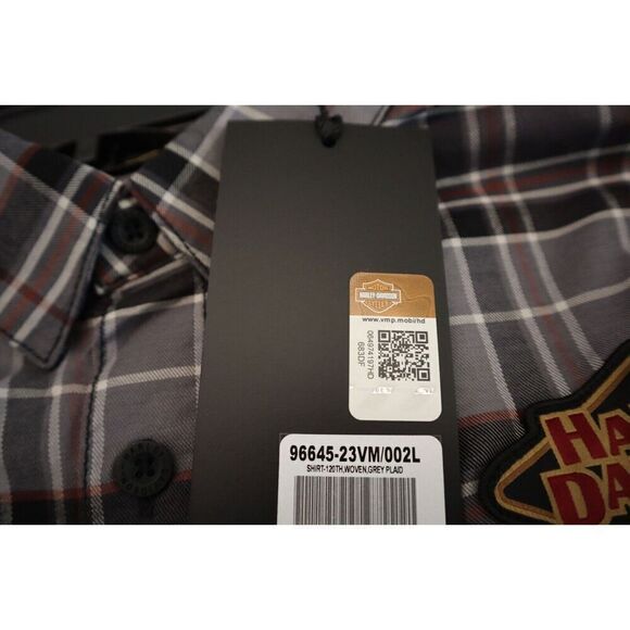 Harley-Davidson 96645-23VM Men's Sz XL Gray Plaid 120th Anniversary L/S Shirt - Picture 6 of 10